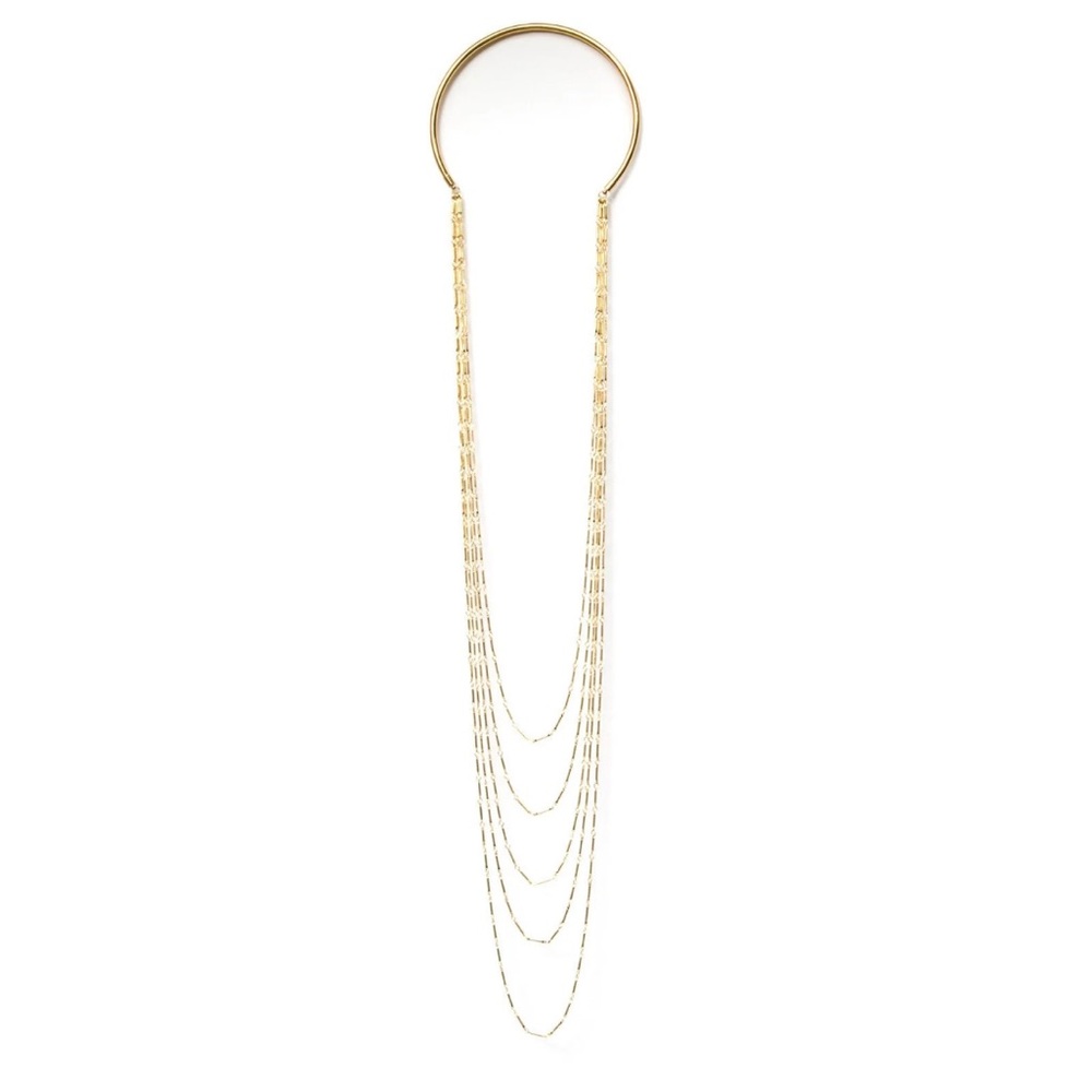 Gold Layered Chain Necklace on Collar - Camille Jewelry